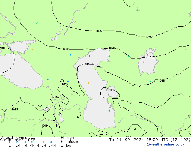 Cloud layer GFS Ter 24.09.2024 18 UTC