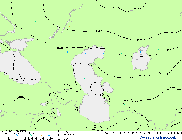 Cloud layer GFS St 25.09.2024 00 UTC