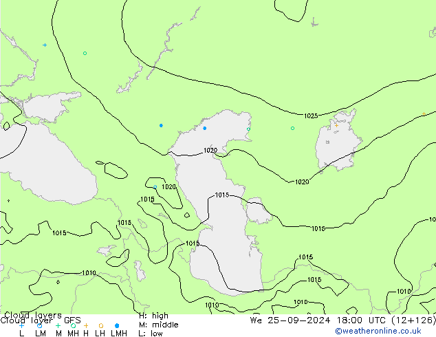 Wolkenschichten GFS Mi 25.09.2024 18 UTC