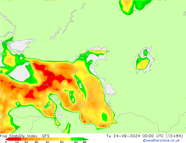 Fog Stability Index GFS Tu 24.09.2024 00 UTC