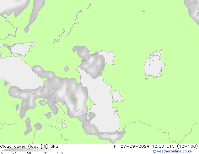 Nubes bajas GFS vie 27.09.2024 12 UTC