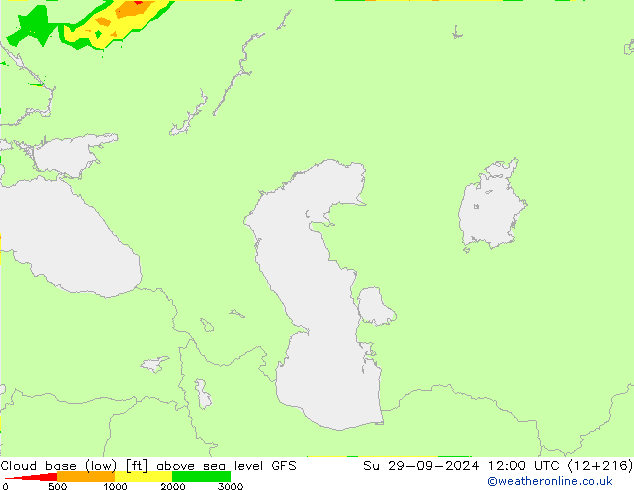 Cloud base (low) GFS Dom 29.09.2024 12 UTC