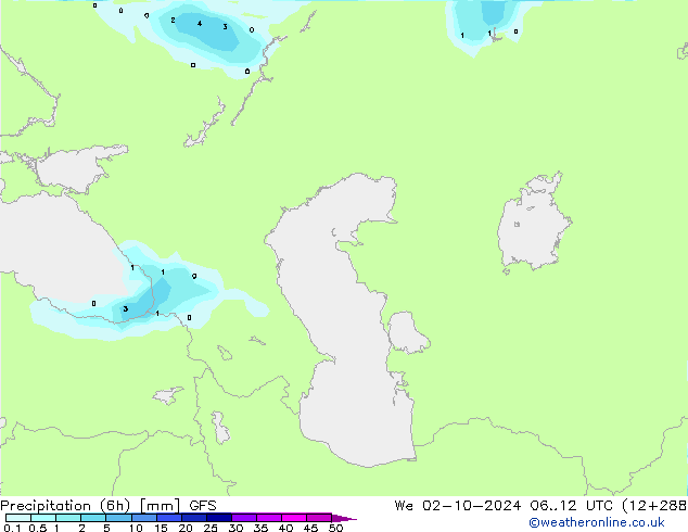 Yağış (6h) GFS Çar 02.10.2024 12 UTC