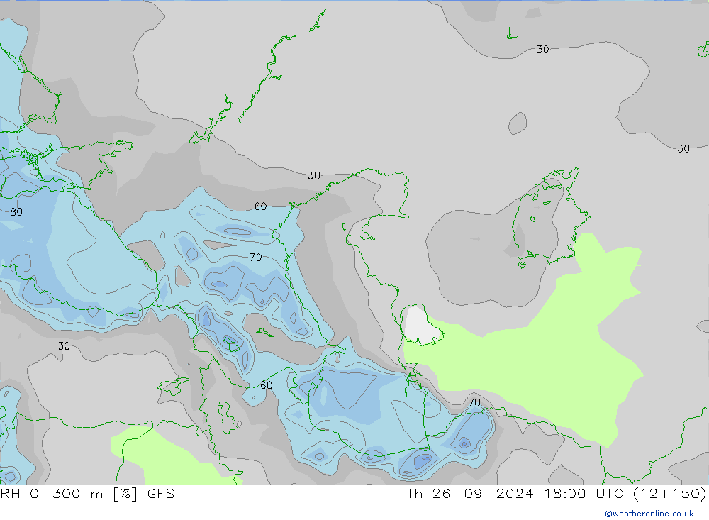 RH 0-300 m GFS Th 26.09.2024 18 UTC