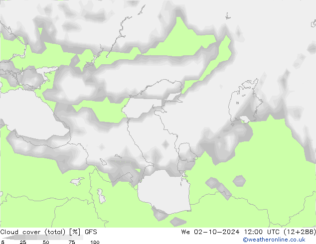 Bulutlar (toplam) GFS Çar 02.10.2024 12 UTC