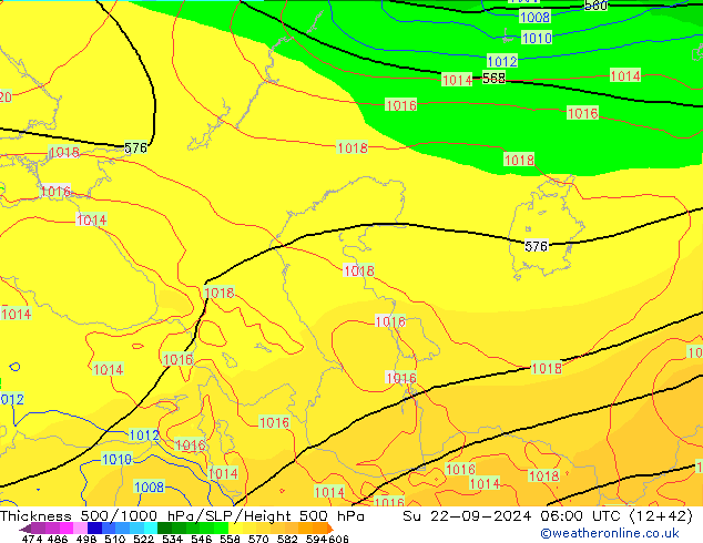 Thck 500-1000hPa GFS Ne 22.09.2024 06 UTC