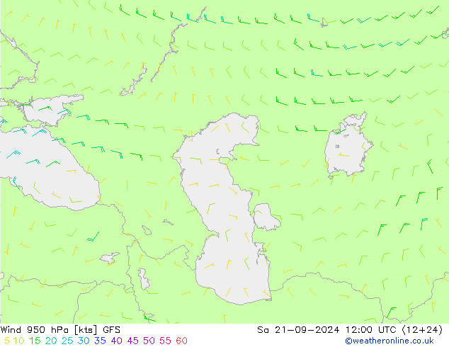 Wind 950 hPa GFS So 21.09.2024 12 UTC