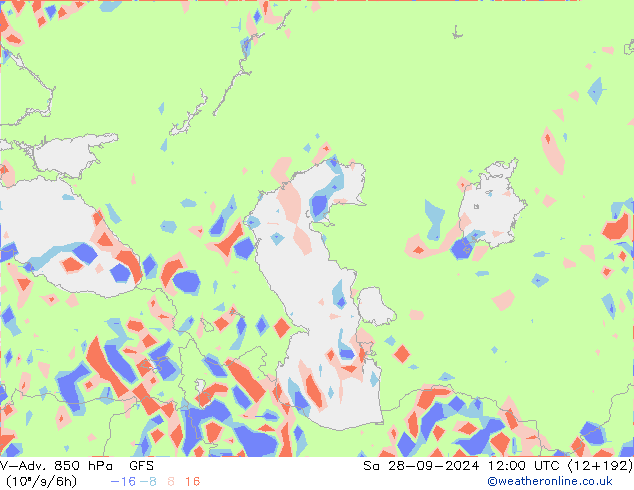 V-Adv. 850 hPa GFS sab 28.09.2024 12 UTC