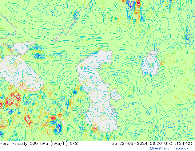 Vert. Velocity 500 hPa GFS dom 22.09.2024 06 UTC