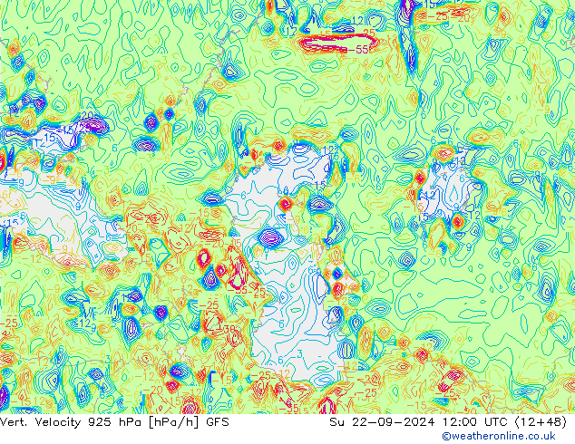 Vert. Velocity 925 hPa GFS Su 22.09.2024 12 UTC