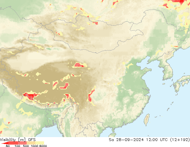 Visibility GFS Sa 28.09.2024 12 UTC