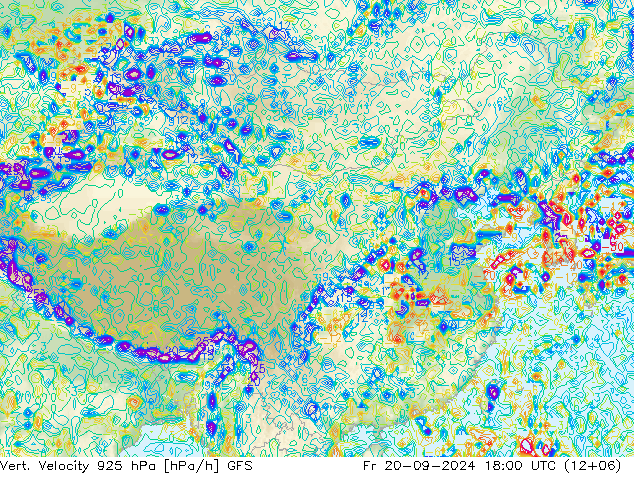 Vert. Velocity 925 hPa GFS 星期五 20.09.2024 18 UTC