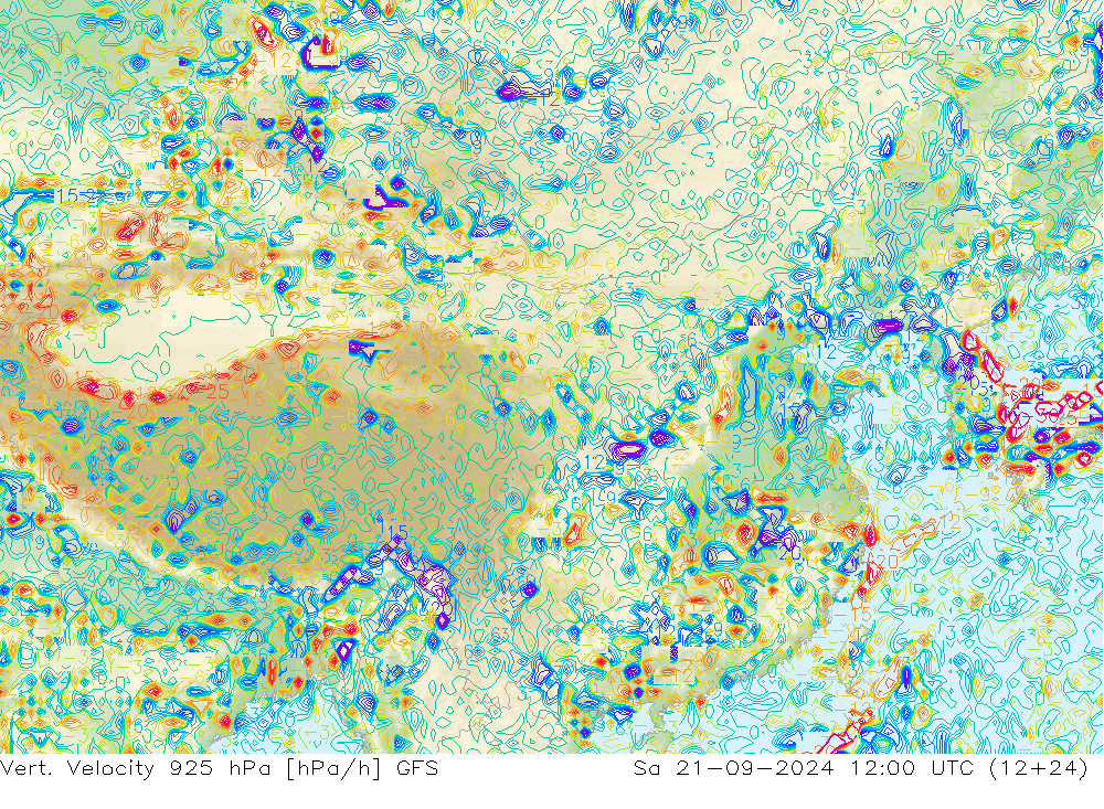 Vert. Velocity 925 hPa GFS Sáb 21.09.2024 12 UTC