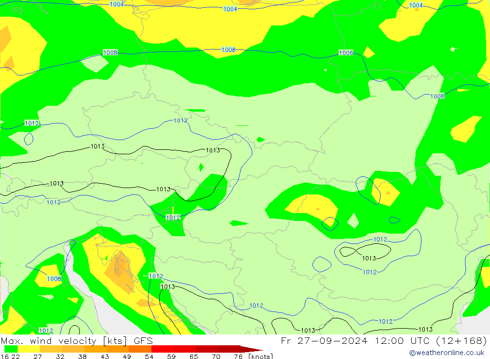 Max. wind velocity GFS Fr 27.09.2024 12 UTC