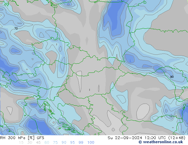 RH 300 hPa GFS  22.09.2024 12 UTC