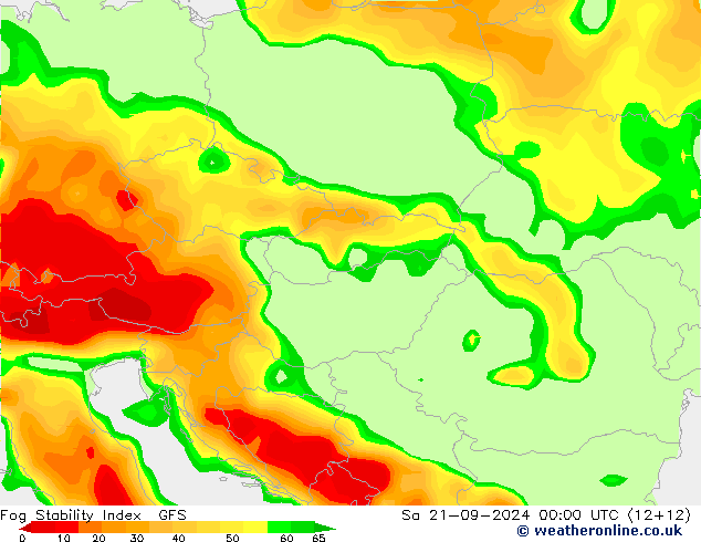 Fog Stability Index GFS so. 21.09.2024 00 UTC