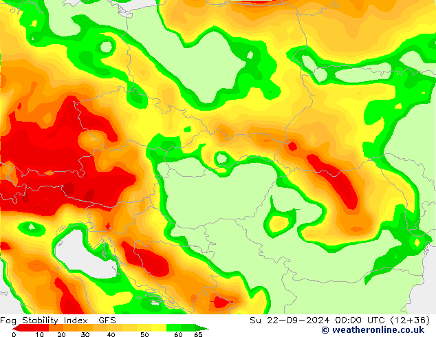 Fog Stability Index GFS Su 22.09.2024 00 UTC