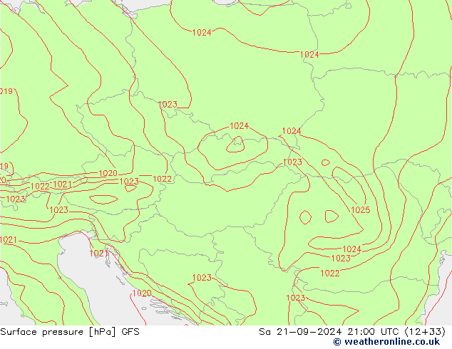 Surface pressure GFS Sa 21.09.2024 21 UTC