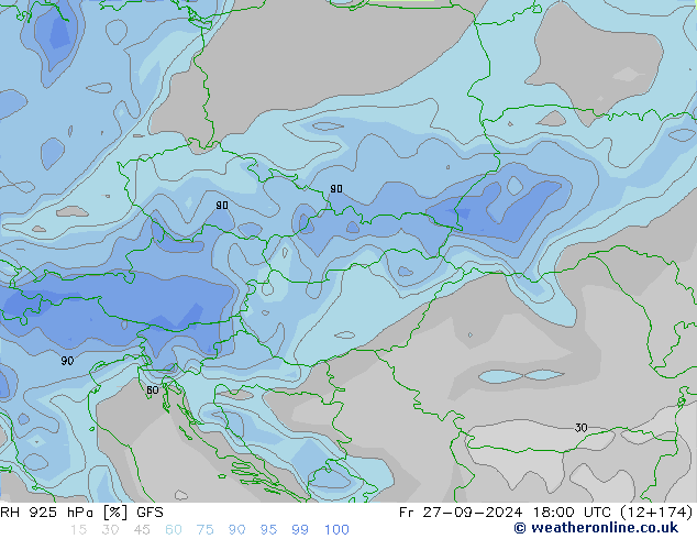 RH 925 hPa GFS Fr 27.09.2024 18 UTC