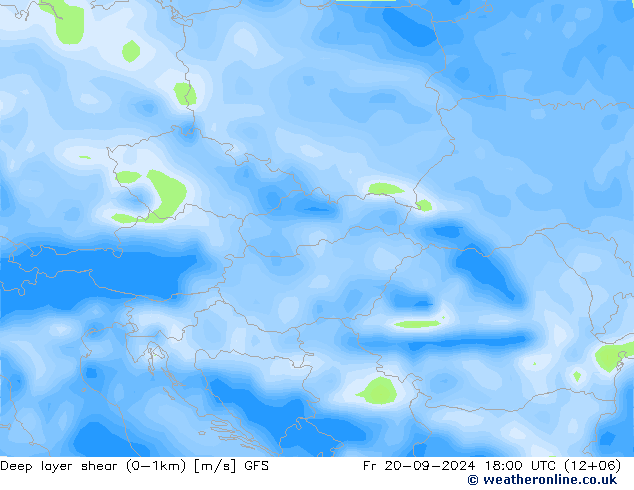 Deep layer shear (0-1km) GFS Cu 20.09.2024 18 UTC