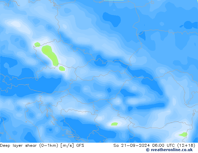 Deep layer shear (0-1km) GFS Cts 21.09.2024 06 UTC