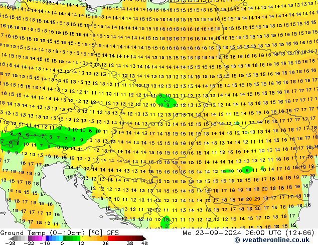 temp. mín./solo (0-10cm) GFS Seg 23.09.2024 06 UTC