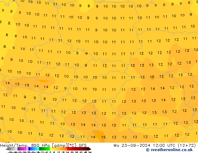 Z500/Rain (+SLP)/Z850 GFS  23.09.2024 12 UTC