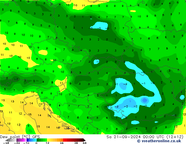 Punto de rocío GFS sáb 21.09.2024 00 UTC