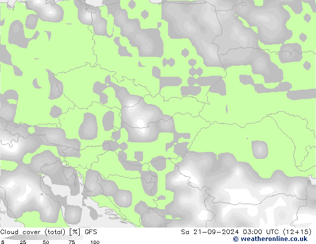 Cloud cover (total) GFS Sa 21.09.2024 03 UTC