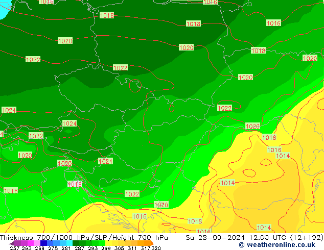 Thck 700-1000 hPa GFS September 2024