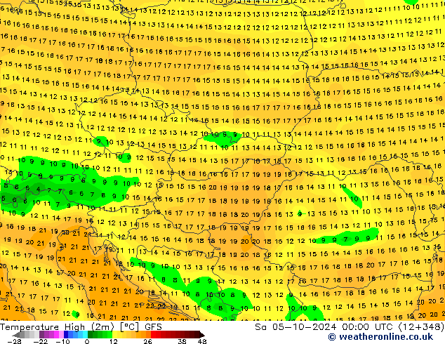 Höchstwerte (2m) GFS Sa 05.10.2024 00 UTC