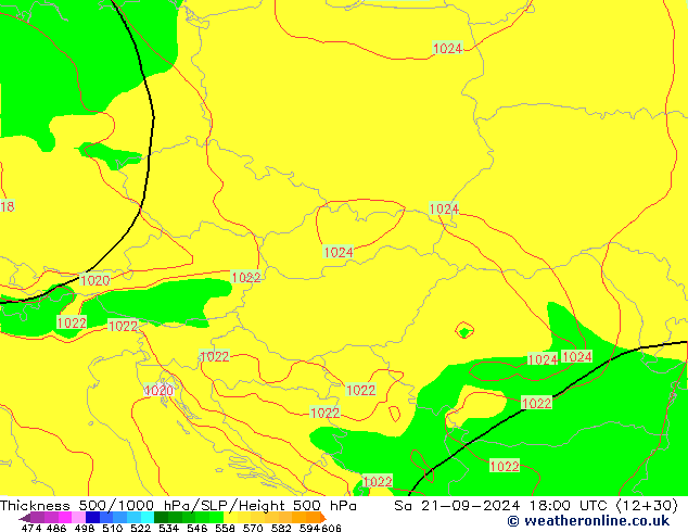 Thck 500-1000hPa GFS Sa 21.09.2024 18 UTC