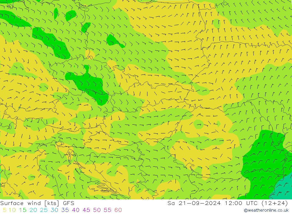 Rüzgar 10 m GFS Cts 21.09.2024 12 UTC