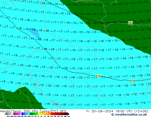 Height/Temp. 500 hPa GFS ven 20.09.2024 18 UTC