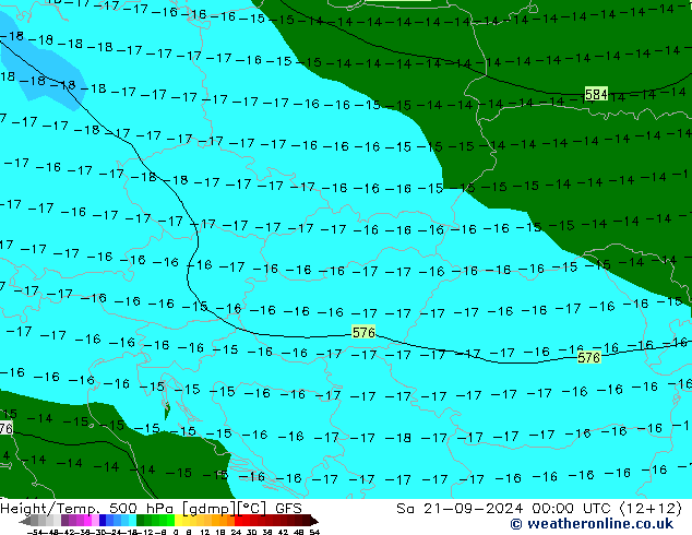 Yükseklik/Sıc. 500 hPa GFS Cts 21.09.2024 00 UTC