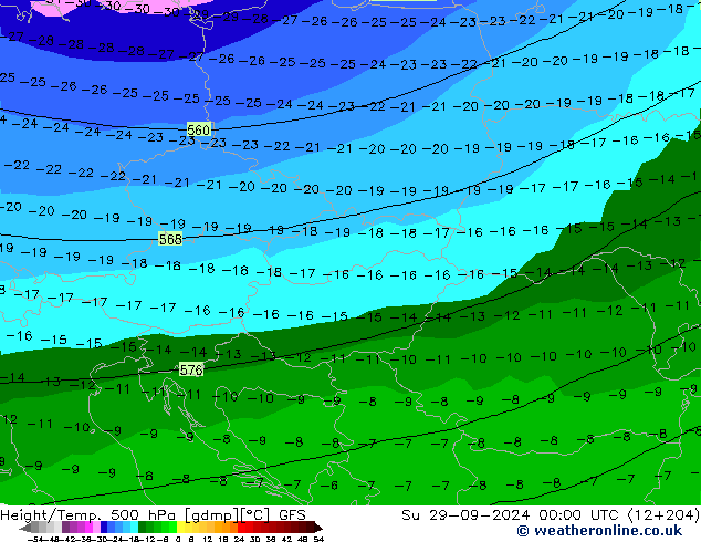 Z500/Rain (+SLP)/Z850 GFS Ne 29.09.2024 00 UTC