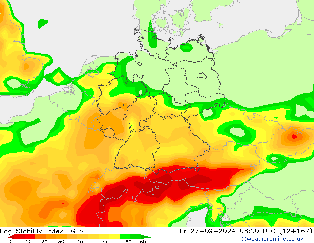 Fog Stability Index GFS Fr 27.09.2024 06 UTC