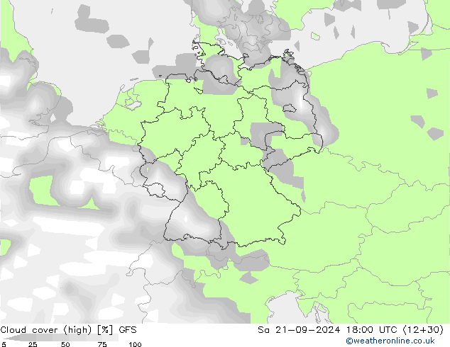 Bewolking (Hoog) GFS za 21.09.2024 18 UTC