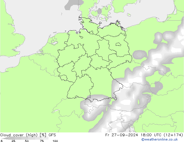 Wolken (hohe) GFS Fr 27.09.2024 18 UTC