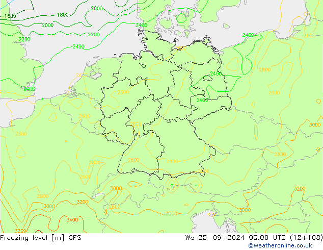 Donma Seviyesi GFS Çar 25.09.2024 00 UTC