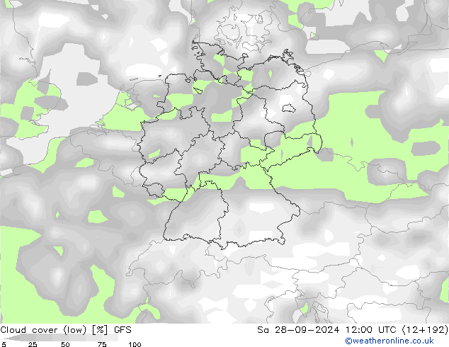 Wolken (tief) GFS Sa 28.09.2024 12 UTC