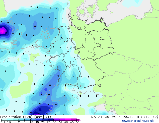 opad (12h) GFS pon. 23.09.2024 12 UTC