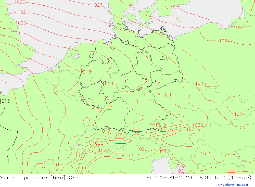 Luchtdruk (Grond) GFS za 21.09.2024 18 UTC