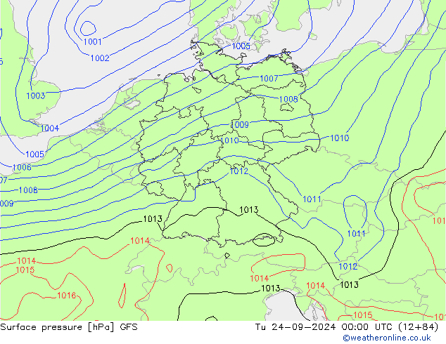 Surface pressure GFS Tu 24.09.2024 00 UTC