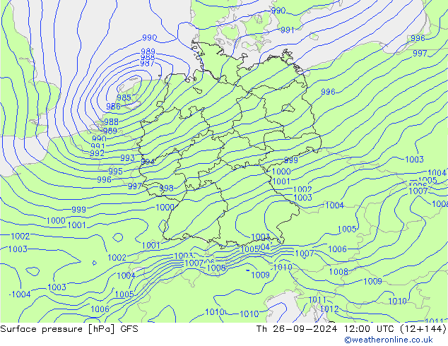 Surface pressure GFS Th 26.09.2024 12 UTC