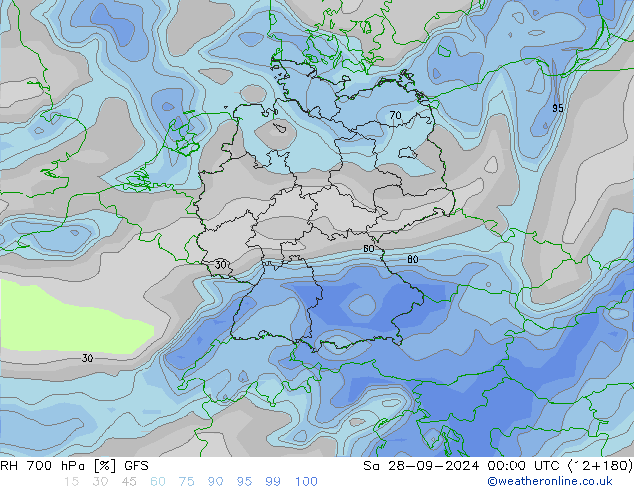 RH 700 hPa GFS Sa 28.09.2024 00 UTC