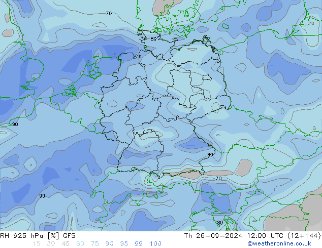 Humedad rel. 925hPa GFS jue 26.09.2024 12 UTC