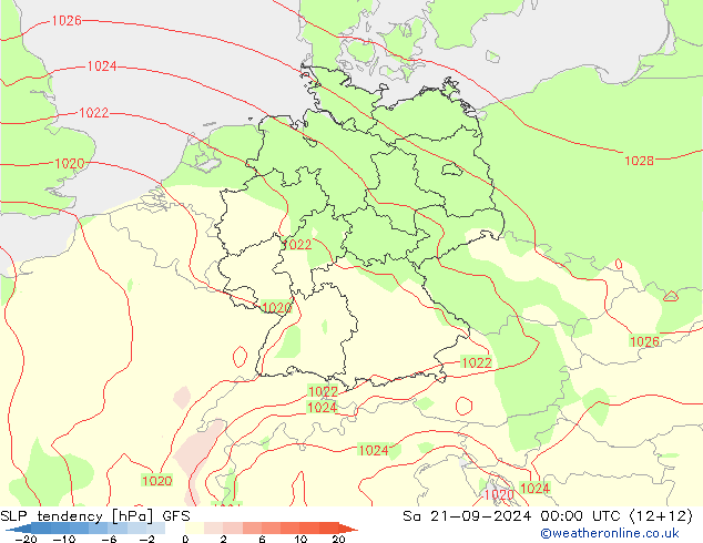 SLP tendency GFS Sa 21.09.2024 00 UTC