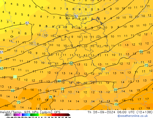 Height/Temp. 925 hPa GFS Settembre 2024