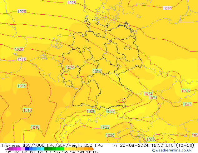 Thck 850-1000 hPa GFS Fr 20.09.2024 18 UTC